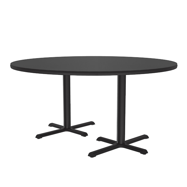 Round Cafe Bistro and Breakroom Pedestal Table, High Pressure Laminate Top, Black Granite